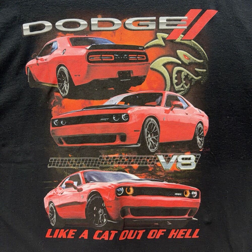 Dodge Challenger Hellcat Shirt Men XXL 2XL Black Red Graphic Print Mopar T-shirt